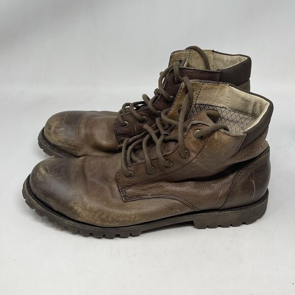 BOGS Johnny 5 Eye Ankle Boots Mens 8.5 Brown Leather Waterproof Slip Resistant - Picture 4 of 16